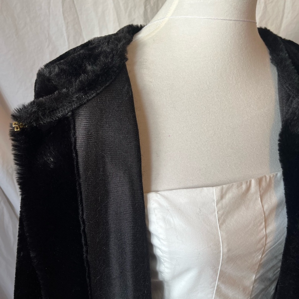 Calvin Klein Black Faux Fur 3/4 sleeve, swing front - Picture 4 of 4